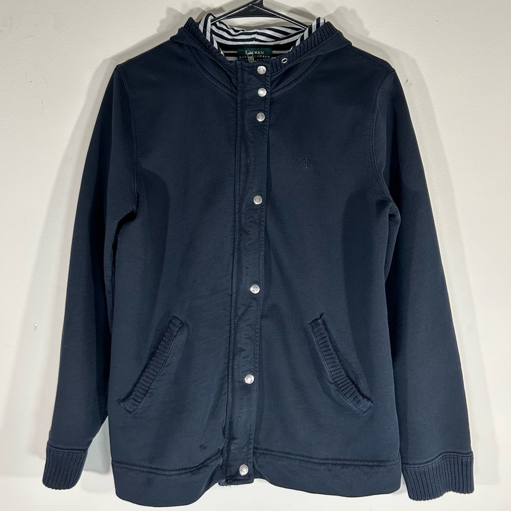RALPH LAUREN Hoodie Zip
& Snap Dual Layer Striped Interior